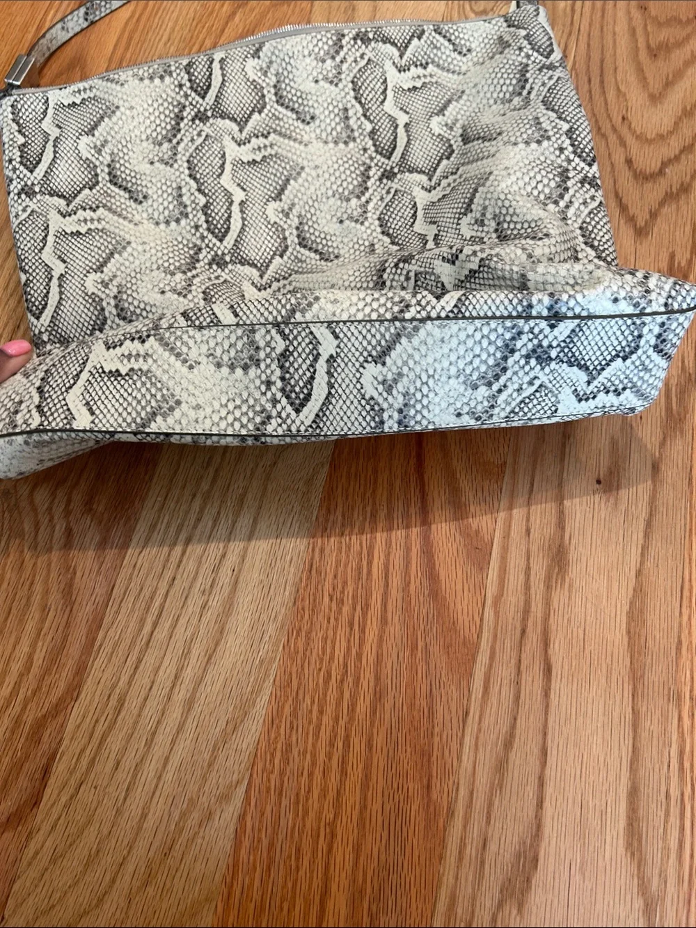 Thacker Snake-Print Shoulder Bag in Cream and Black